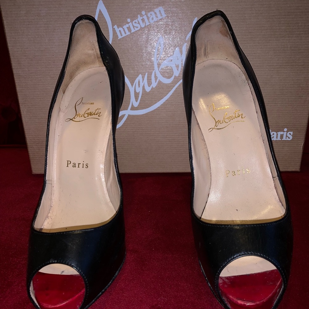Black Christian Louboutin Prive Open Toe Pump